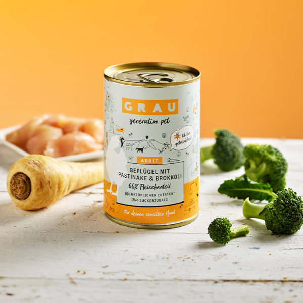 Grau Grau Dog NF Geflügel mit Pastinake & Brokkoli 400g