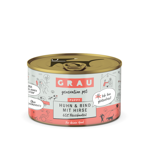 Grau Grau Dog Puppy NF Huhn & Rind mit Hirse 200g