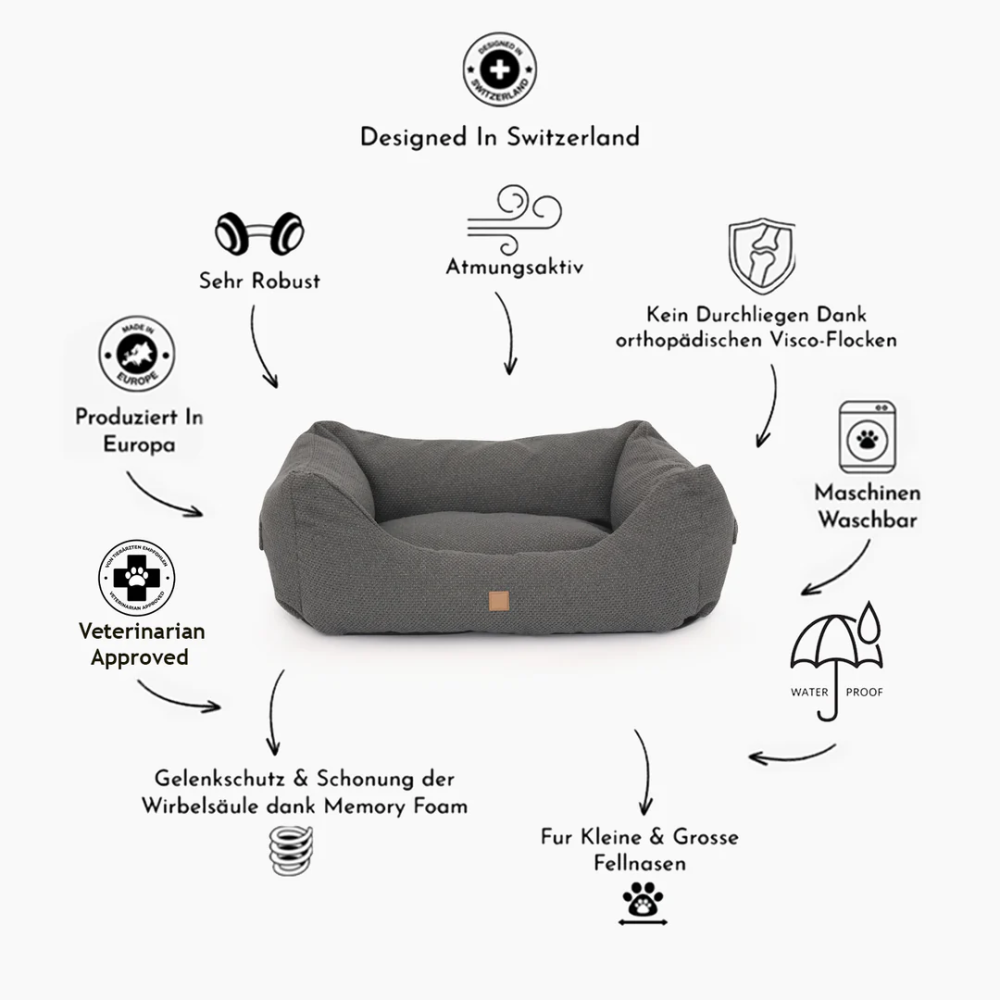 PET&CO Kingston Outdoor Hundebett Large Graphite 100x80x30 cm