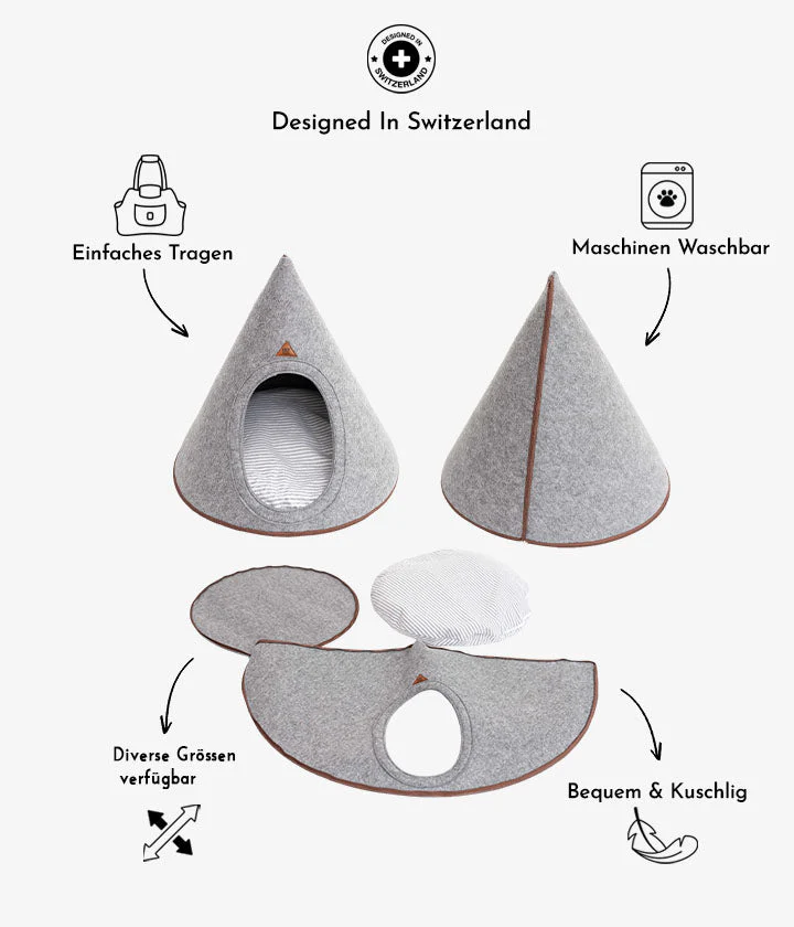 PET&CO Tonto - Luxury Dog and Cat Tipi Felt Gray