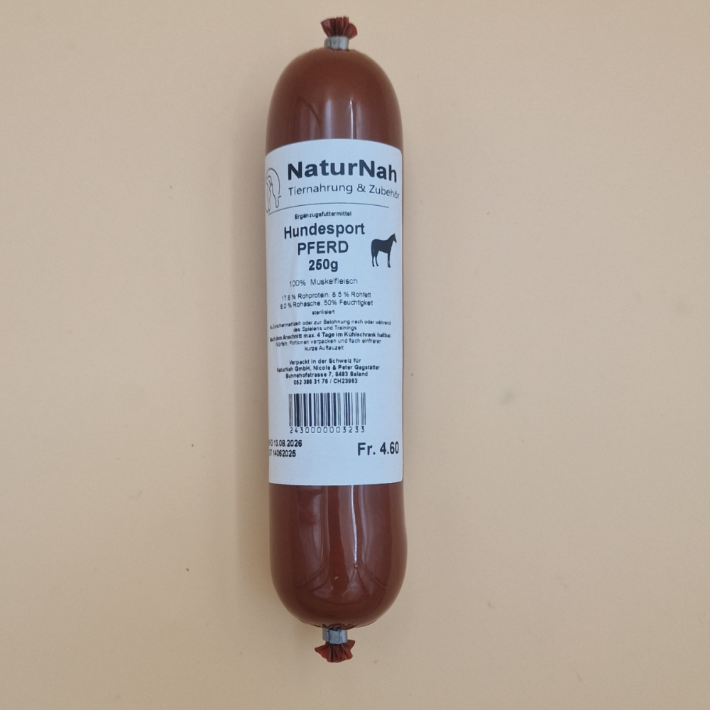 NaturNah Hunde Sport Wurst Pferd 250g