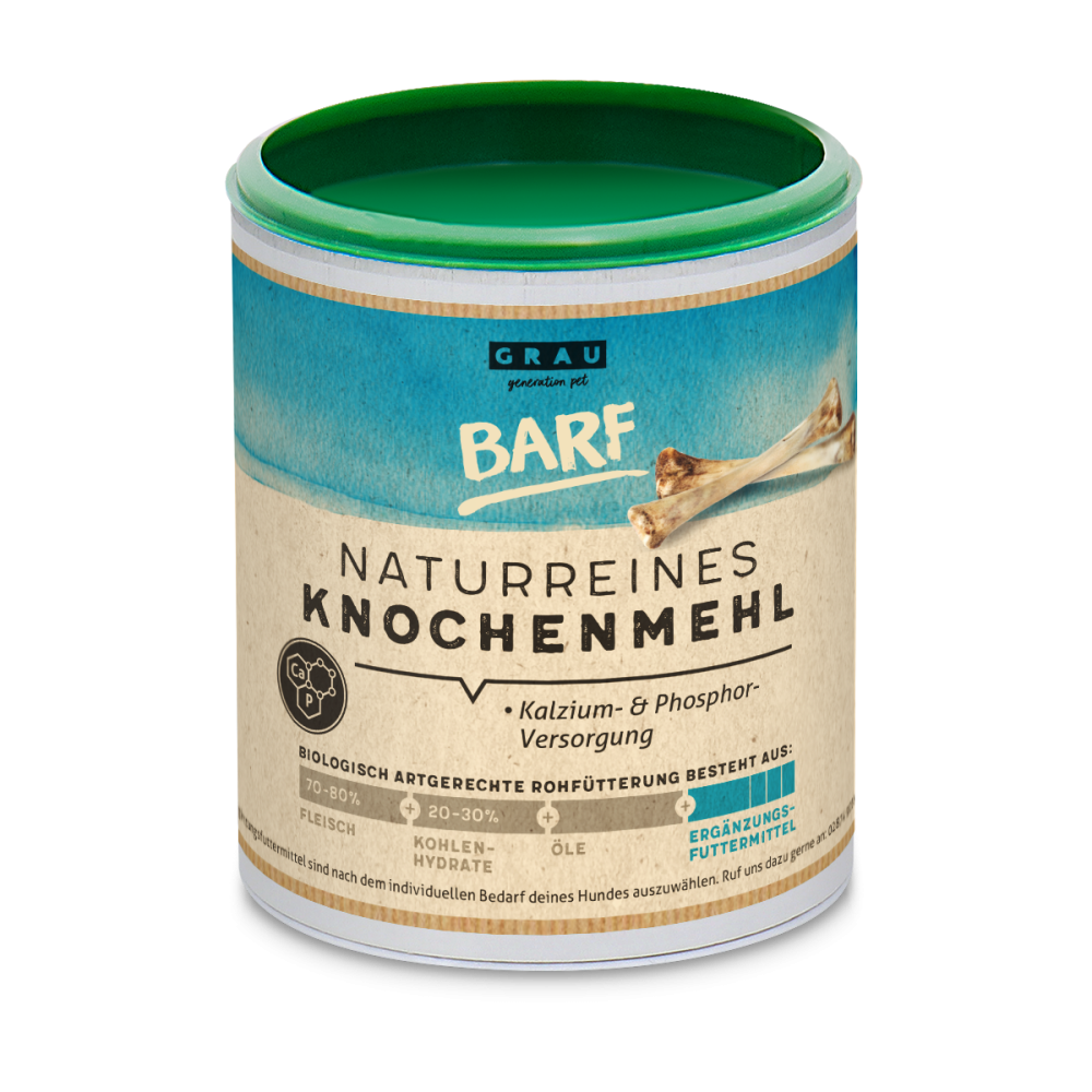 Grau Dog Erg.Futt. Health Naturreines Kn.Mehl 400g