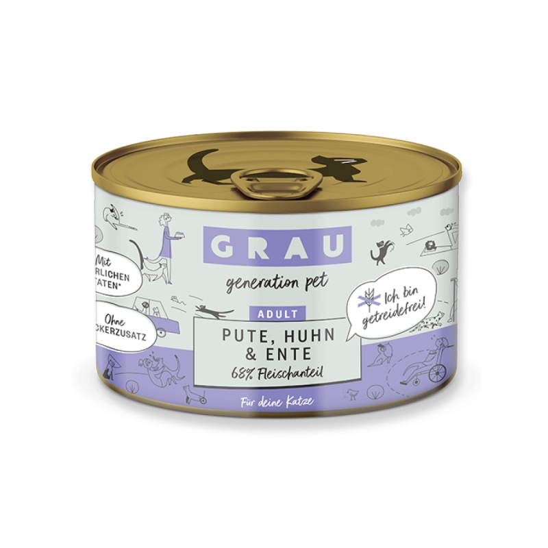 Grau Adult Cat Huhn mit Karotte & Katzenminze 200g