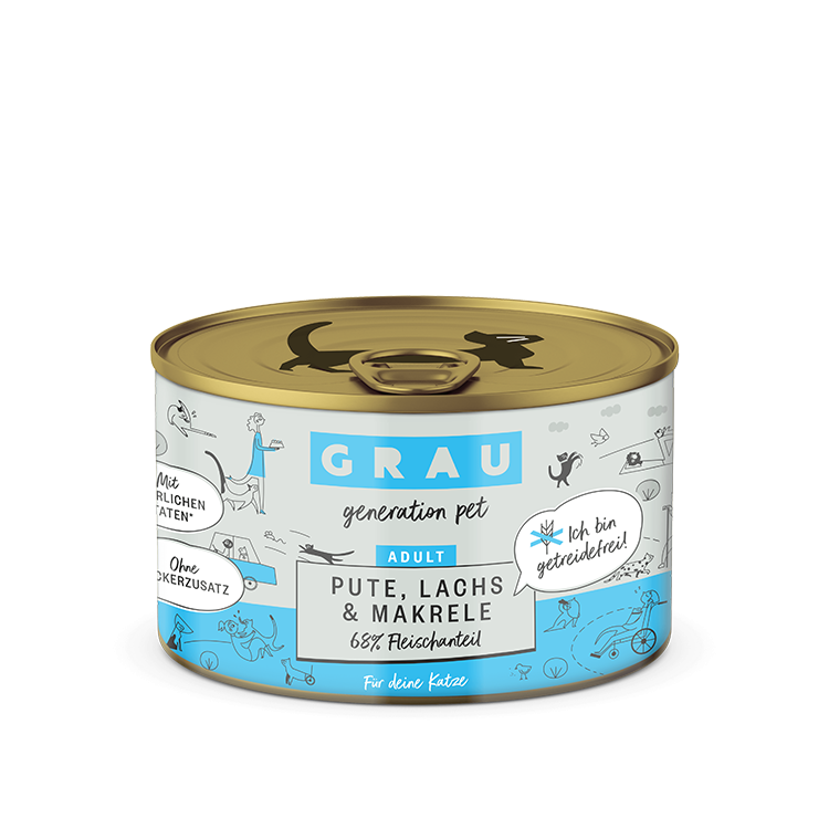 Grau Adult Cat Pute, Lachs & Makrele 200g