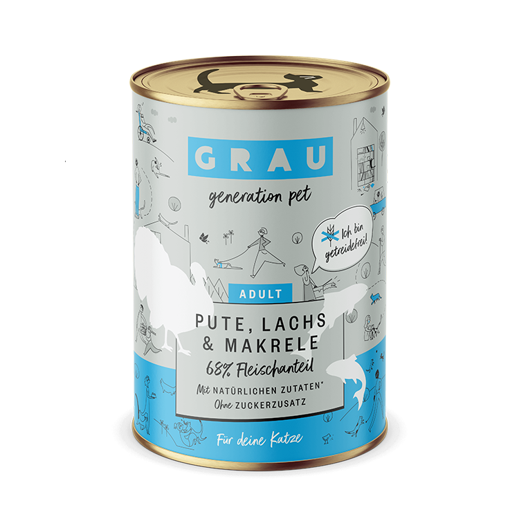 Grau Adult Cat Pute, Lachs & Makrele 400g