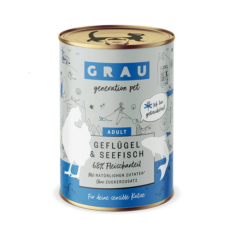 Grau Adult Cat Geflügel & Seefisch 400g