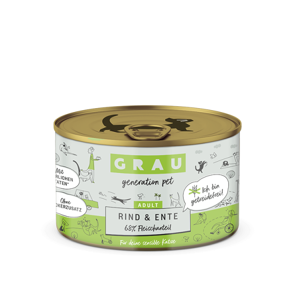 Grau Adult Cat Rind & Ente
