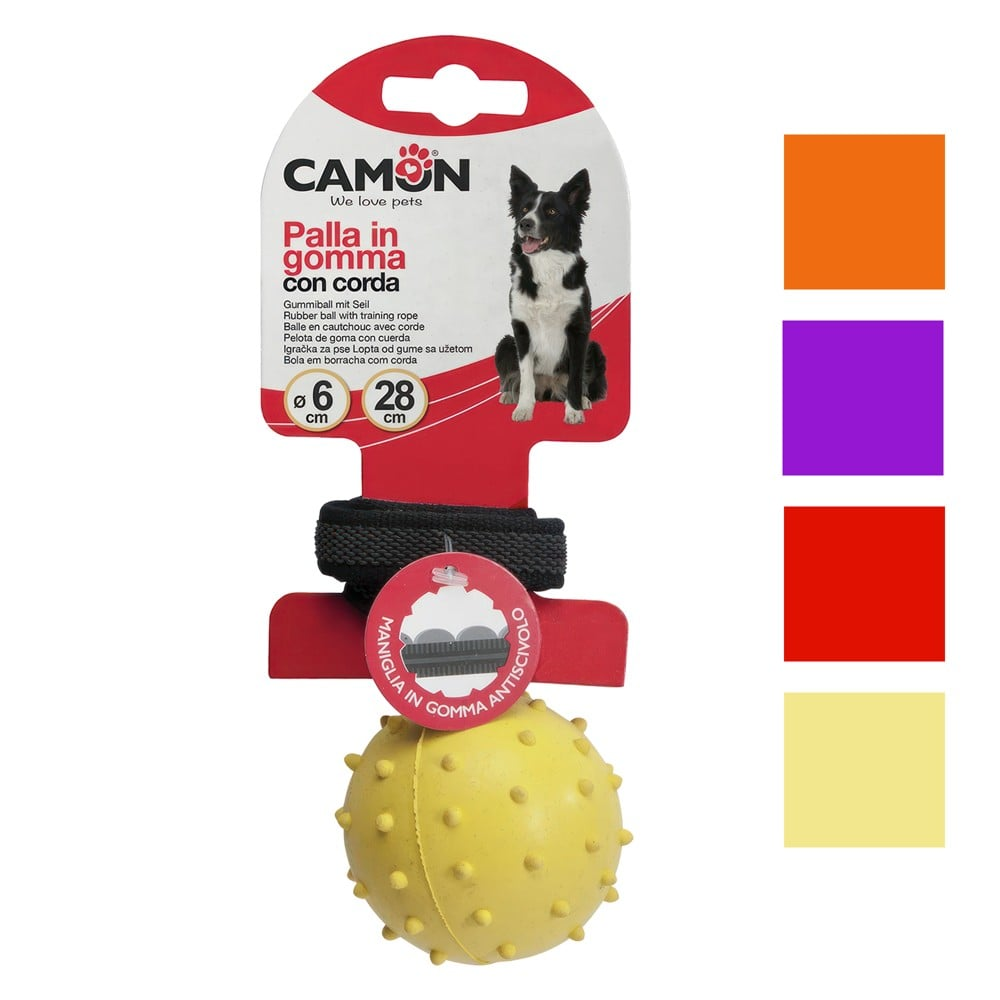 Camon Gummiball mit gummiertem Seil d=7cm L=28cm