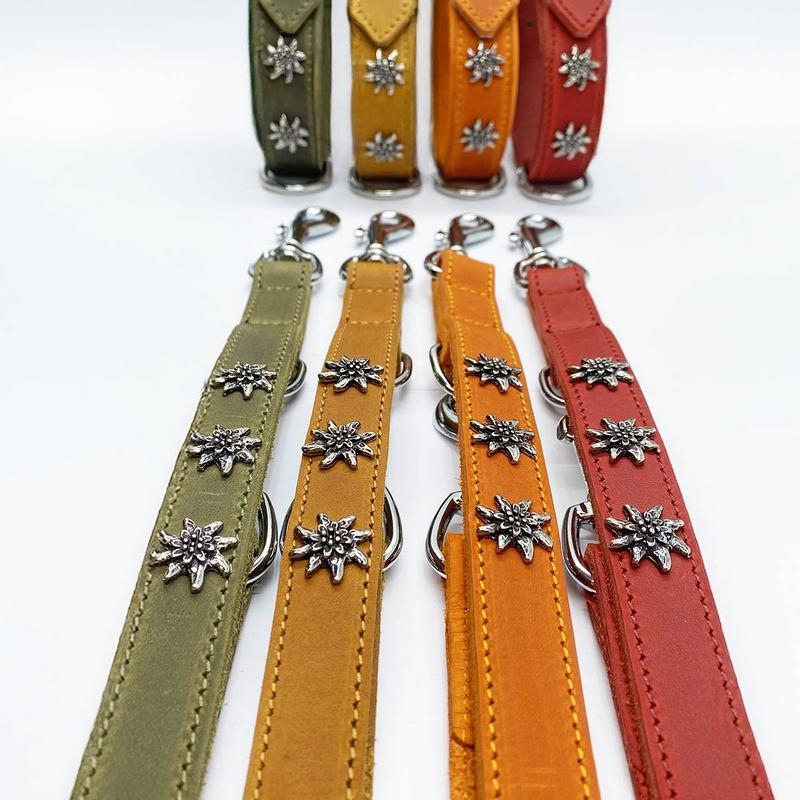 KMY Lederleine Edelweissdekor 180cm 20mm, matt orange