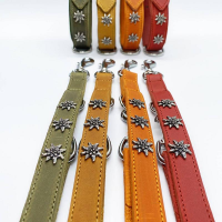 KMY Lederleine Edelweissdekor 180cm 20mm, matt orange