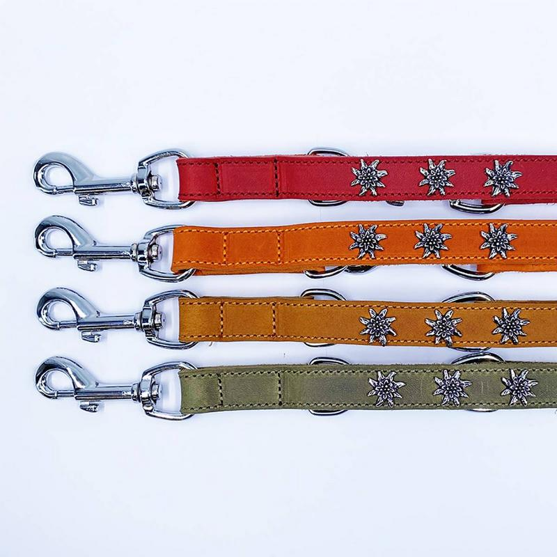 KMY Lederleine Edelweissdekor 180cm 20mm, matt orange