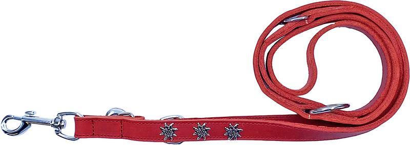 KMY LEderleine Edelweissdekor 180cm 20mm matt rot