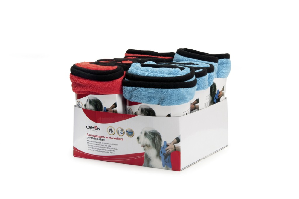 Camon Mikrofasertuch rot und hellblau, 60x120cm