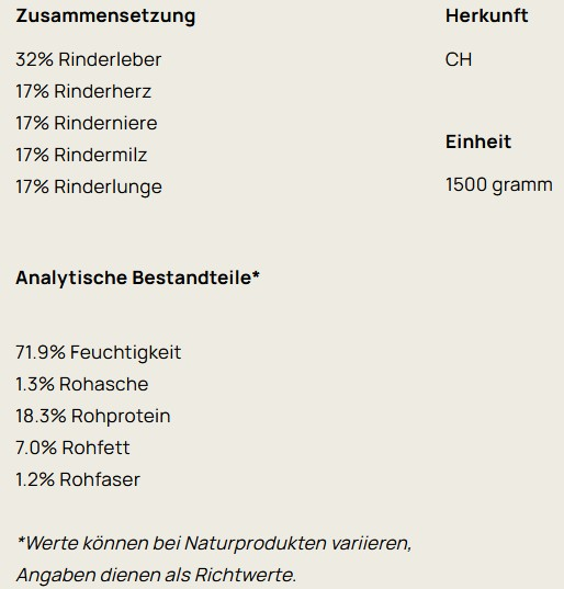 Big Pet Innereien-Mix vom Rind gehackt in Stücken 1500g