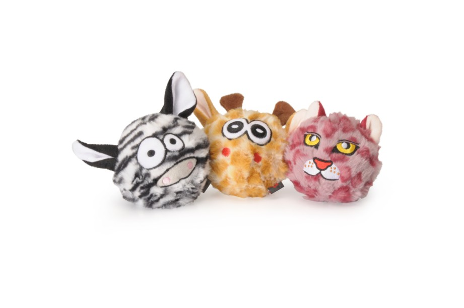Camon Ball mit Plüschüberzug, 9cm, Esel, Giraffe oder Leopard, Squeaker