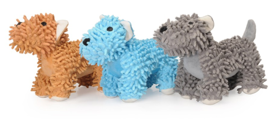 Camon Kleiner Plüschhund mit Quitschi ca 26cm, hellblau, beige oder grau