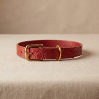 Doggy with Style Hundehalsband Leder mit Schnalle Floralis-schmal S Rot