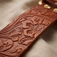 Doggy with Style Hundehalsband Leder mit Schnalle Floralis-breit M Cognac
