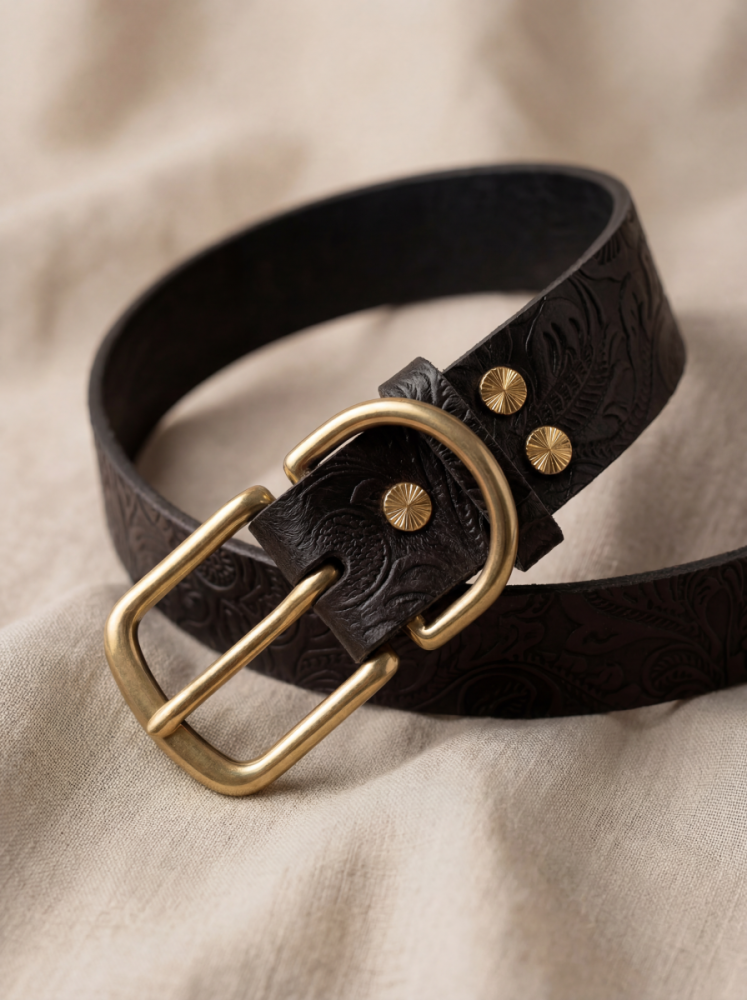 Doggy with Style Hundehalsband Leder mit Schnalle Floralis-breit XL Schwarz