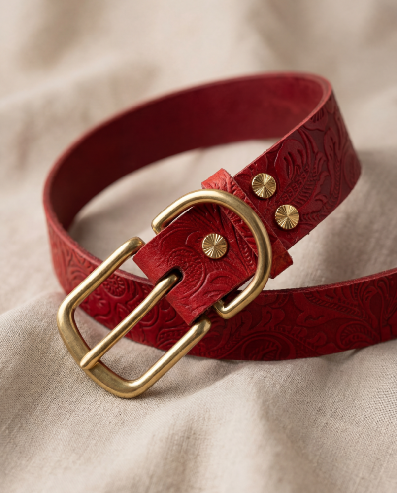 Doggy with Style Hundehalsband Leder mit Schnalle Floralis-breit L Rot