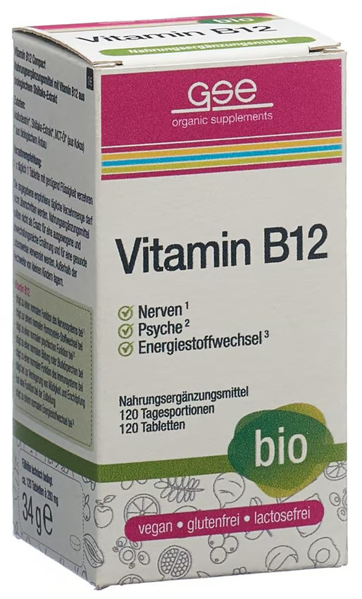 GSE GSE Vitamin B12 Compact, 120 Stück, Glas, Tablette, Bio