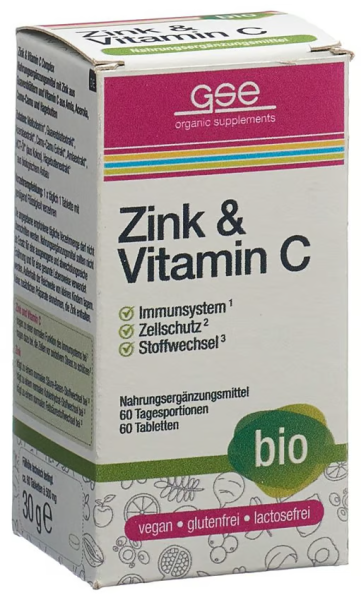 GSE GSE Zink + Vitamin C Complex, 60 Stück, Glas, Tablette, Bio